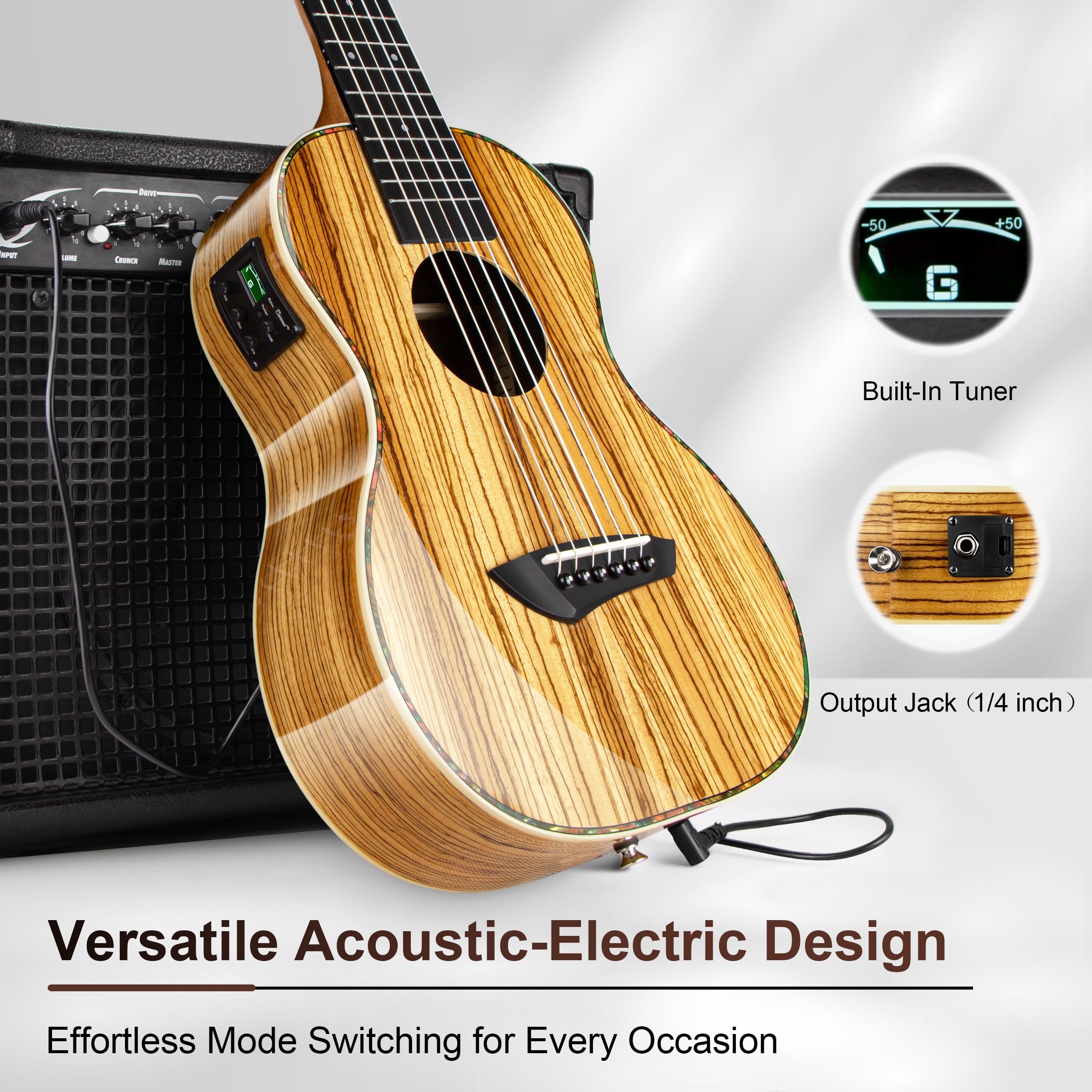 Amazon.com: Caramel 6 String CB103G 30 Inch High Gloss Zebra Wood